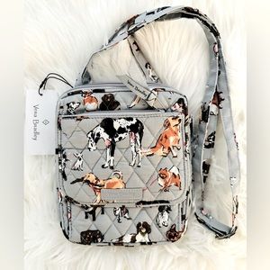 NWT VERA BRADLEY RFID Mini Hipster in Dog Show Signature Cotton Crossbody Purse